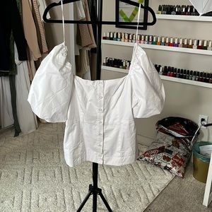 Linen cotton puff sleeve